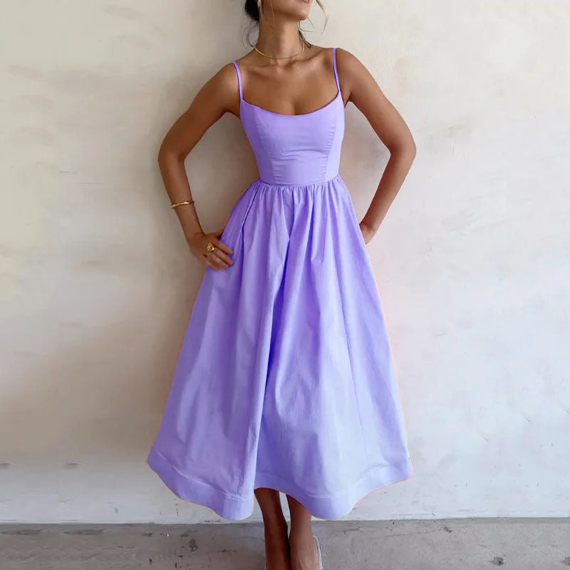 Chic & Sweet – Women's Floral Print Strappy Summer Dress