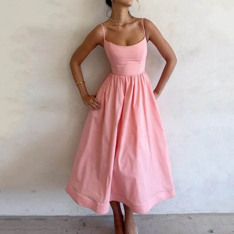 Chic & Sweet – Women's Floral Print Strappy Summer Dress