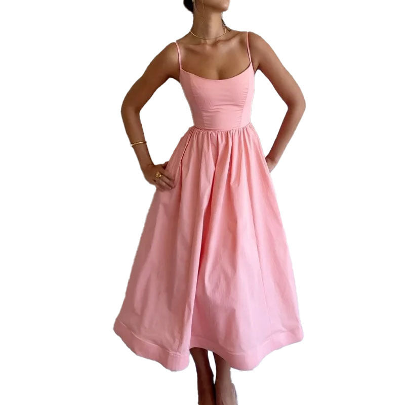 Chic & Sweet – Women's Floral Print Strappy Summer Dress
